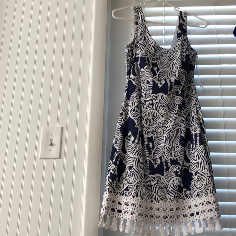 Lilly Pulitzer navy/white dress w/ tassels